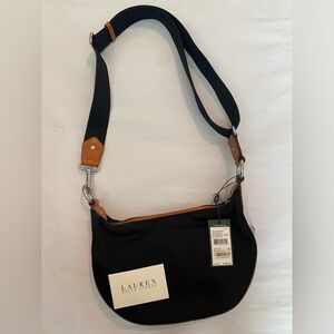 Ralph Lauren Weymouth Crossbody Hobo NWT black tan